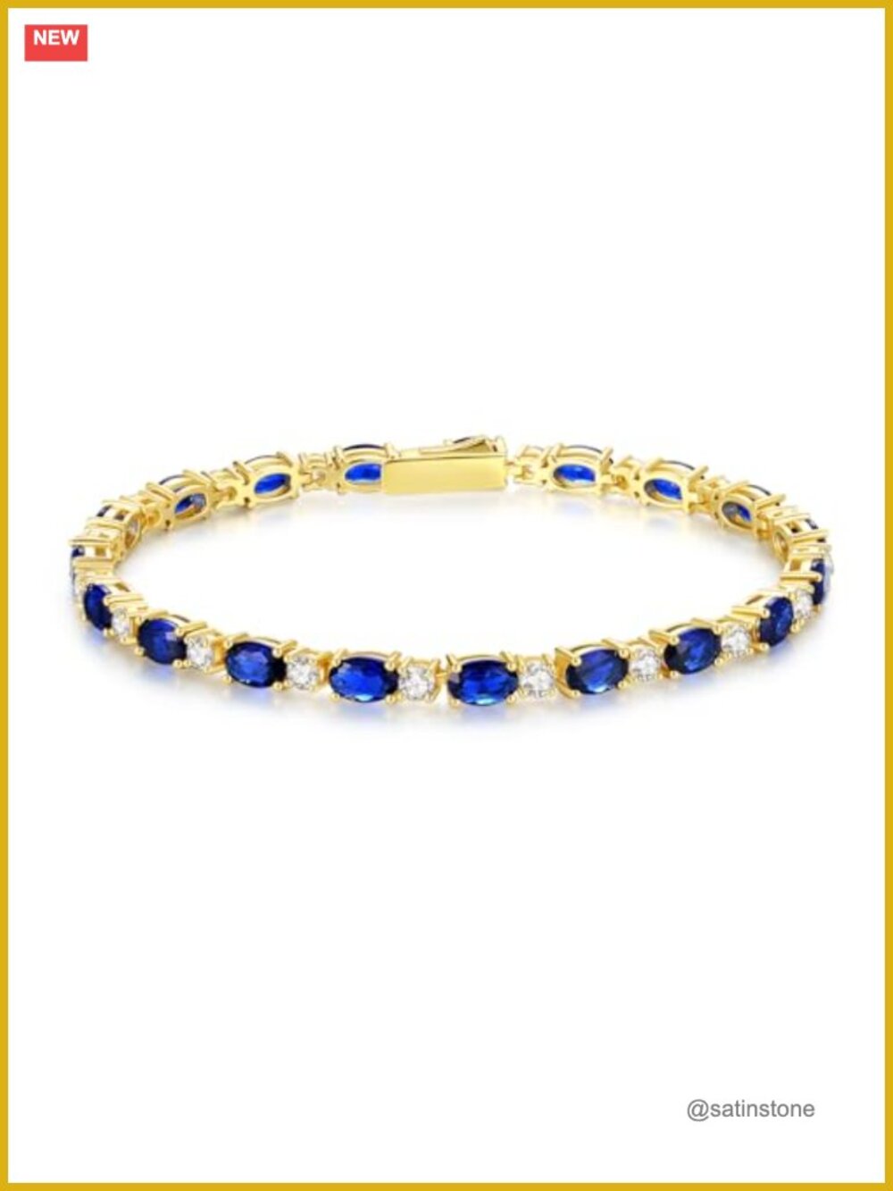 14K Gold Plated Sterling Silver Birthstone Tennis Bracelet 7"